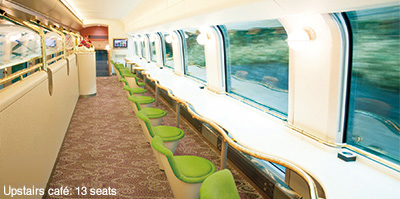 (Image only)Enhanced train car Upstairs café: 13 seats in Japanese-style design
