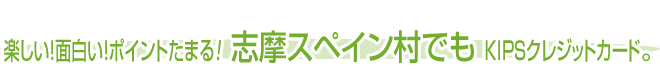 楽しい！面白い！ポイントたまる！  志摩スペイン村でも ＫＩＰＳクレジットカード。