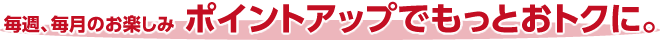 毎週、毎月のお楽しみポイントアップでもっとおトクに。