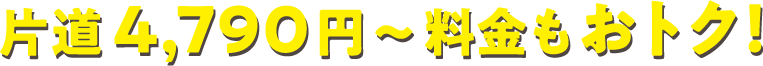 片道4,790円〜料金もおトク!