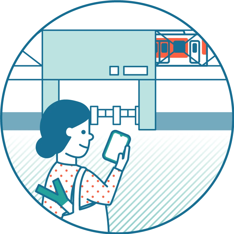 近鉄アプリで直近の発車時刻を調べているイメージ
