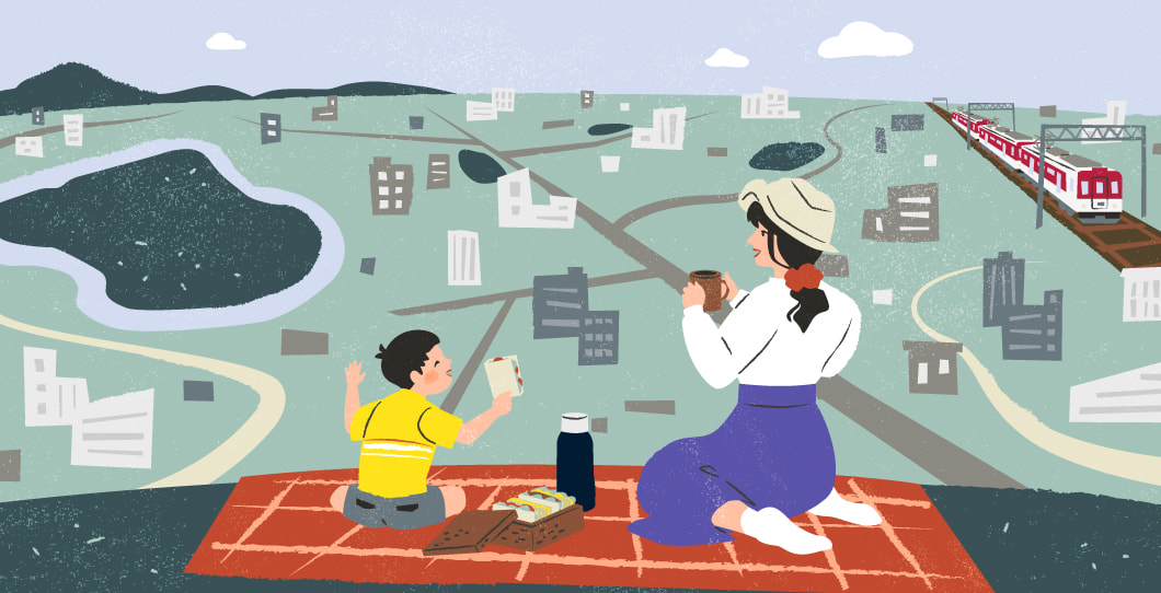 歴史遺産と暮らすイメージイラスト