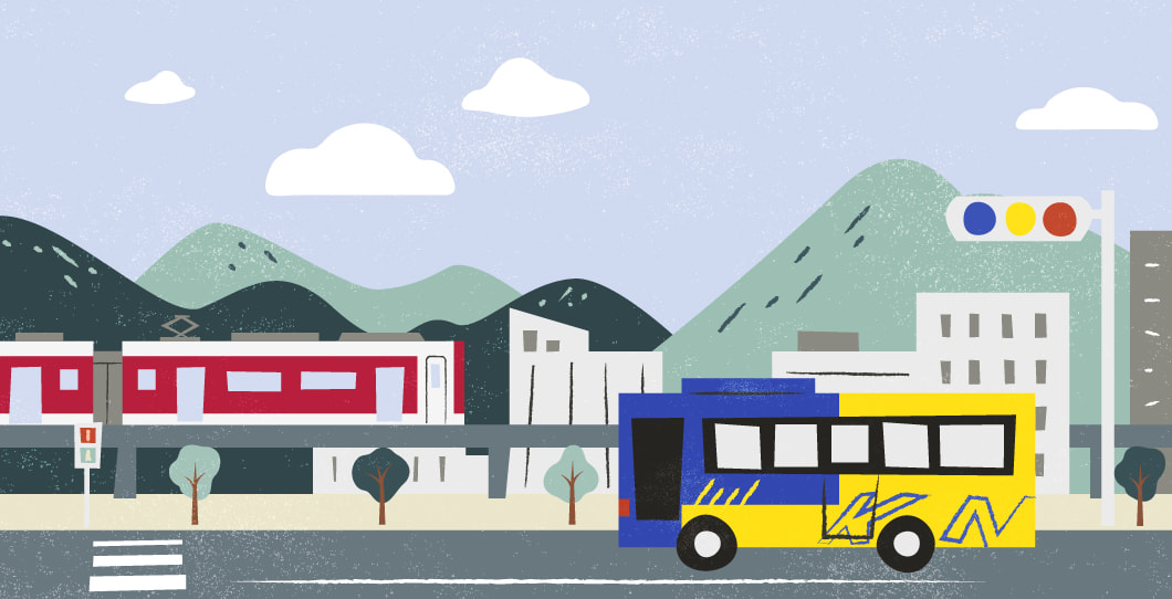 大阪都心・周辺部や奈良へ行きやすいまちのイラスト