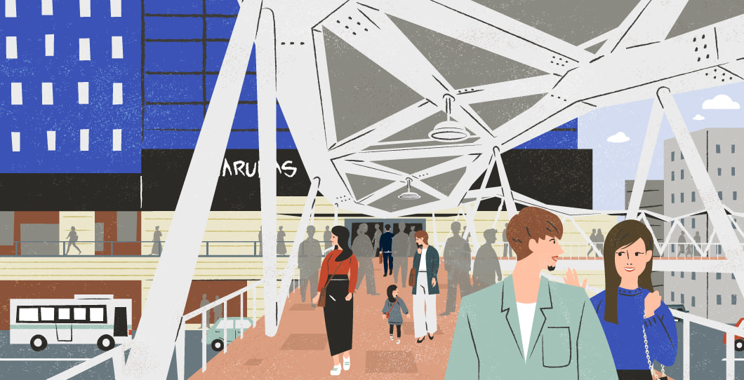 大阪第3のターミナルまですぐのまちのイラストs