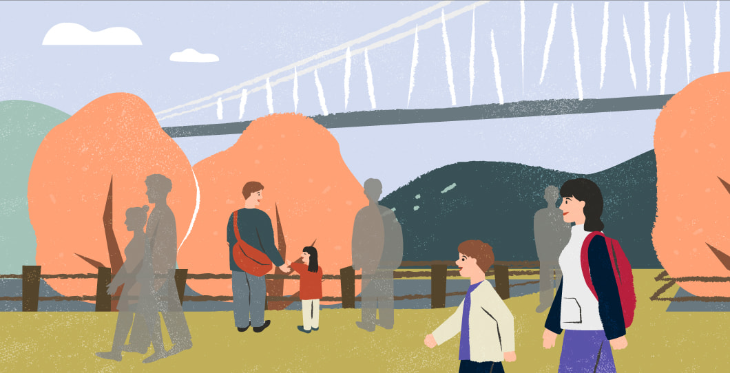 自然が身近に広がる環境のイメージイラスト