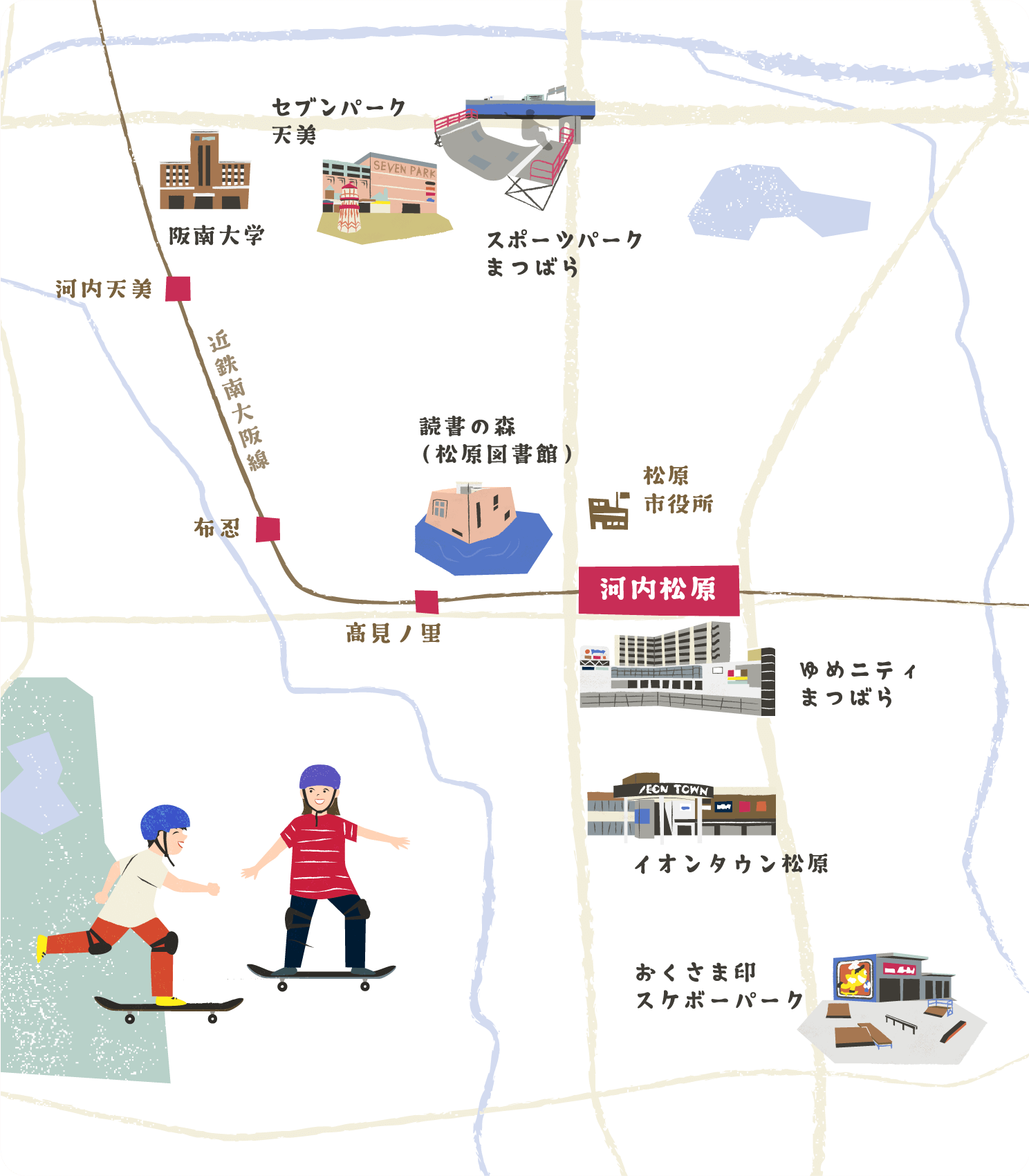松原エリア周辺イラストマップ