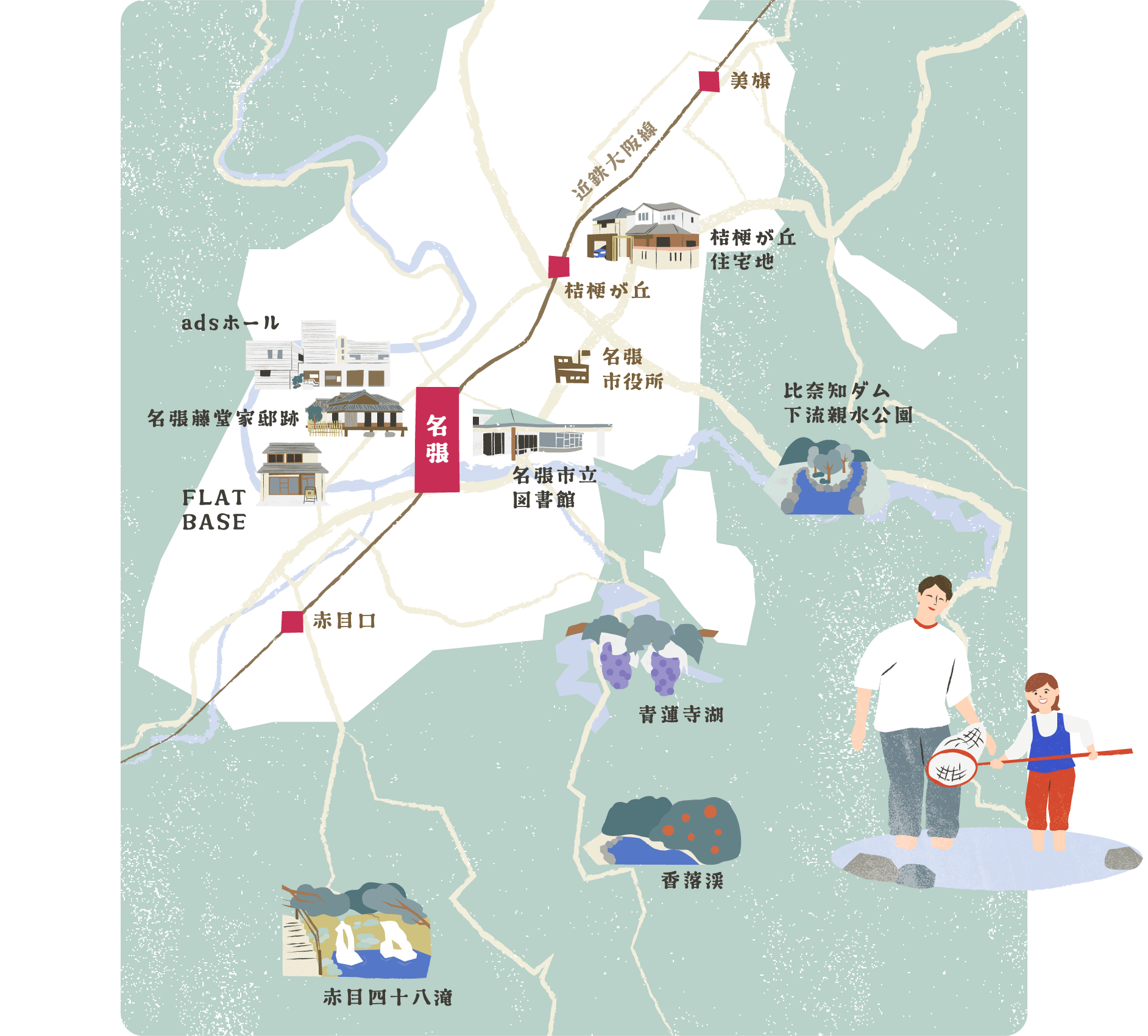 名張エリア周辺イラストマップ