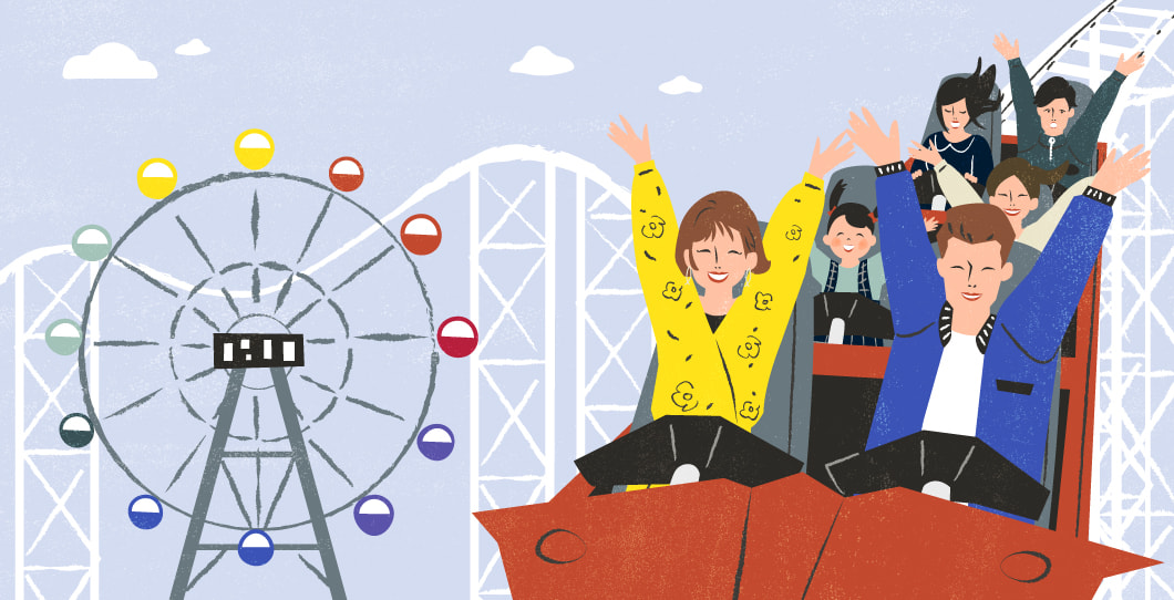 レジャー施設が充実したまちのイラスト