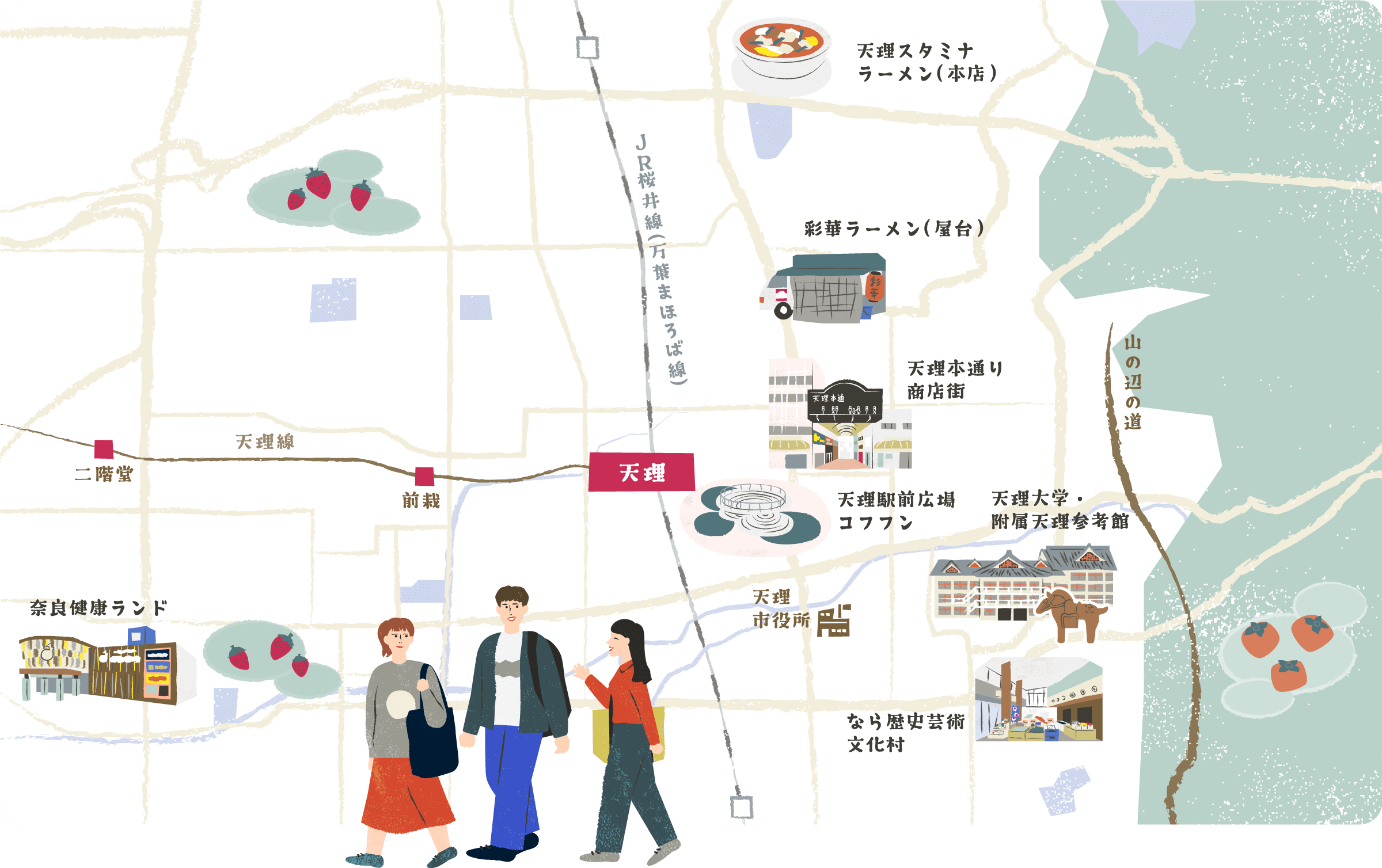 天理エリア周辺イラストマップ