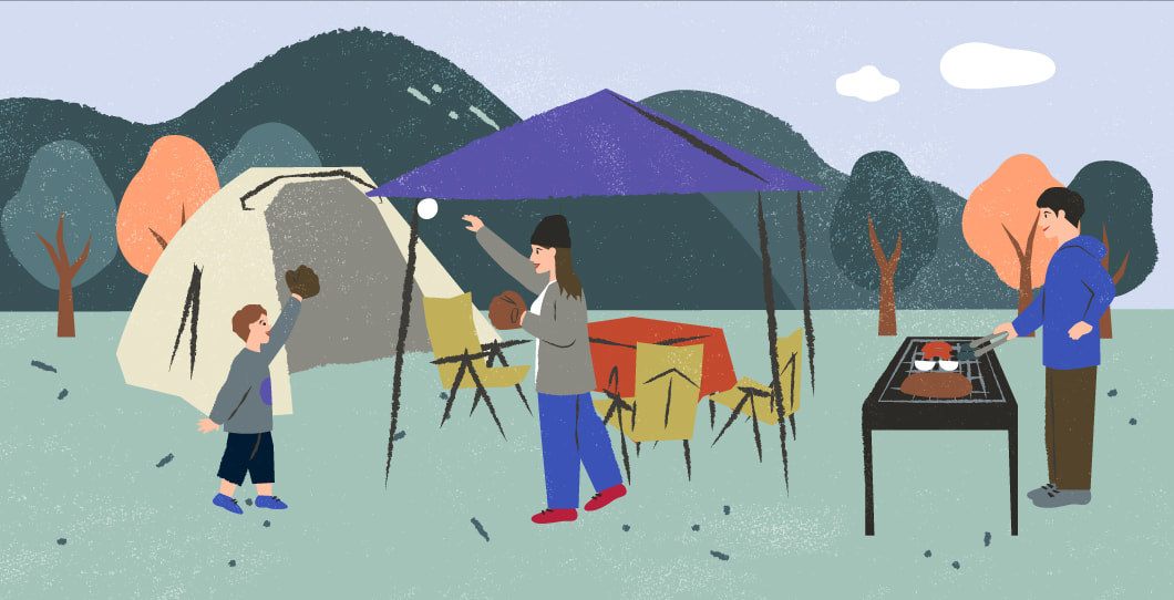 自然豊かな環境でのんびりするイメージイラスト