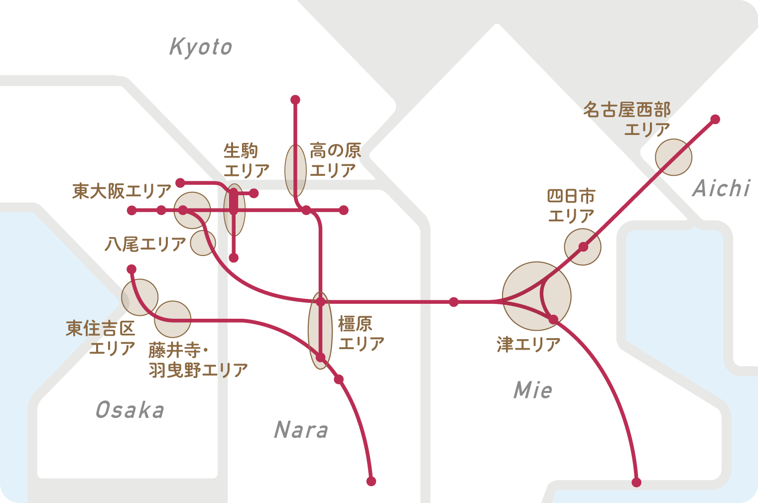 近畿日本鉄道のエリアマップ