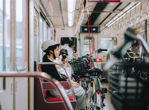 サイクルトレインの乗車風景