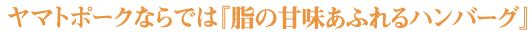 ヤマトポークならでは、脂の甘味あふれるハンバーグ