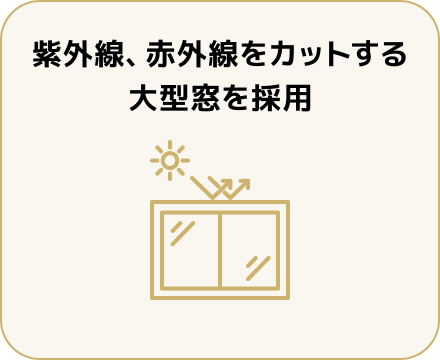 紫外線、赤外線をカットする 大型窓を採用